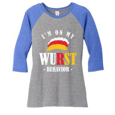 Oktoberfest October Fest Sausage Bratwurst Festival Gift Women's Tri-Blend 3/4-Sleeve Raglan Shirt