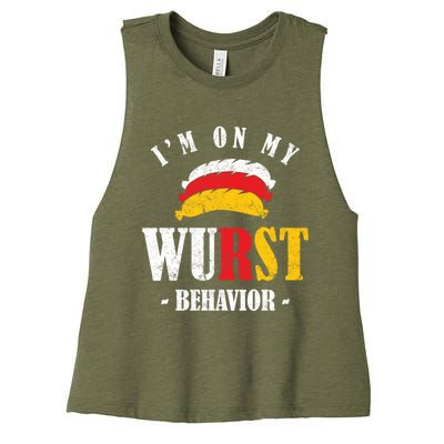 Oktoberfest October Fest Sausage Bratwurst Festival Gift Women's Racerback Cropped Tank