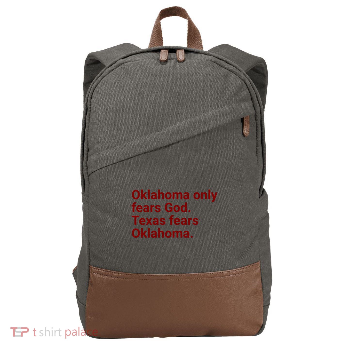 Oklahoma Only Fears God Texas Fears Oklahoma Cotton Canvas Backpack