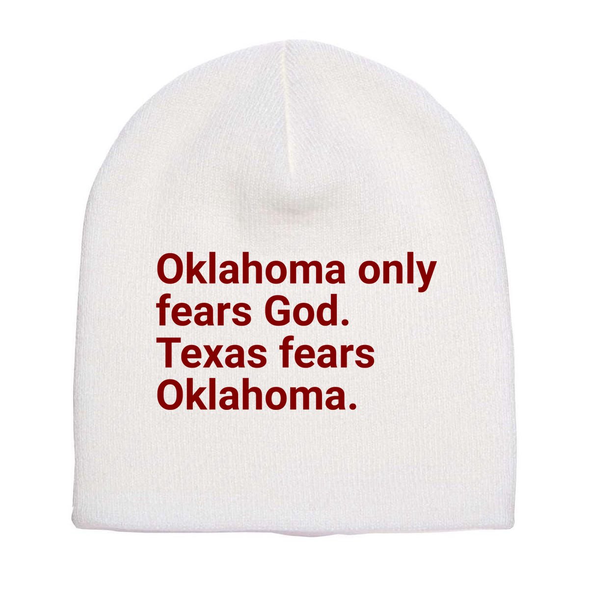 Oklahoma Only Fears God Texas Fears Oklahoma Short Acrylic Beanie