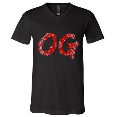 Og Original Gangster Compton Red Bandana V-Neck T-Shirt
