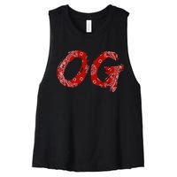 Og Original Gangster Compton Red Bandana Women's Racerback Cropped Tank