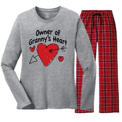 Owner Of Grannys Heart Cute Gift Women's Long Sleeve Flannel Pajama Set 