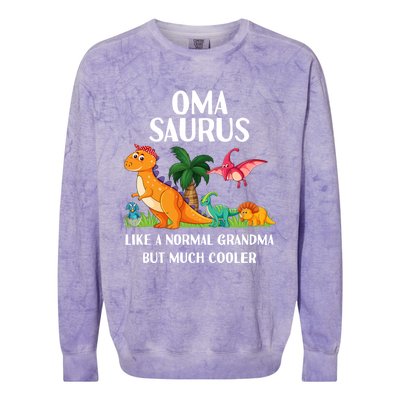 Omasaurus Oma Grandma Saurus Dinosaur Matching Cool Gift Colorblast Crewneck Sweatshirt