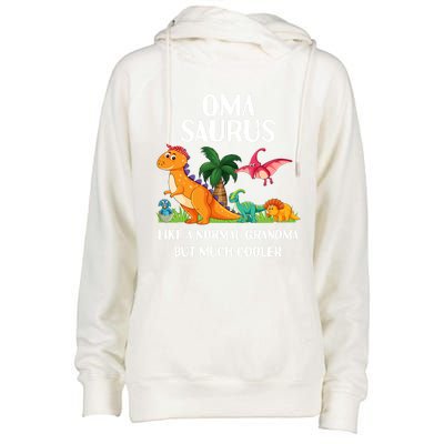 Omasaurus Oma Grandma Saurus Dinosaur Matching Cool Gift Womens Funnel Neck Pullover Hood