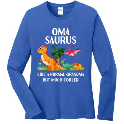 Omasaurus Oma Grandma Saurus Dinosaur Matching Cool Gift Ladies Long Sleeve Shirt