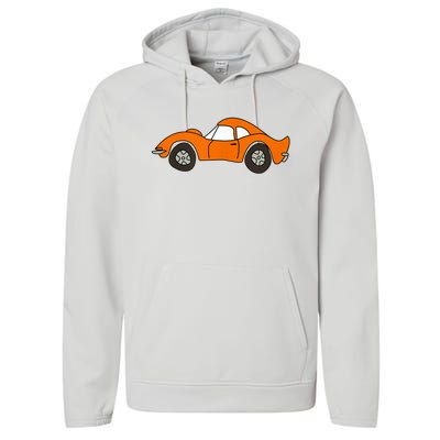 Orange Opel GT Cartoon Performance Fleece Hoodie