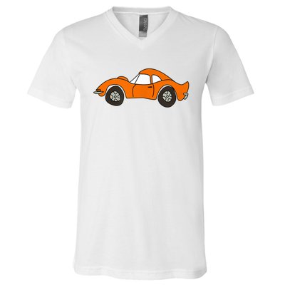 Orange Opel GT Cartoon V-Neck T-Shirt