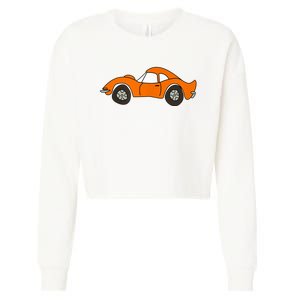 Orange Opel GT Cartoon Cropped Pullover Crew