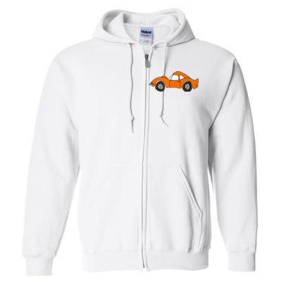 Orange Opel GT Cartoon Full Zip Hoodie