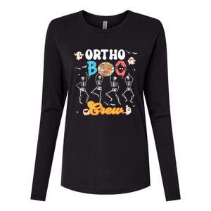 Ortho Orthopedic Halloween Boo Crew Funny Skeleton Dancing Womens Cotton Relaxed Long Sleeve T-Shirt