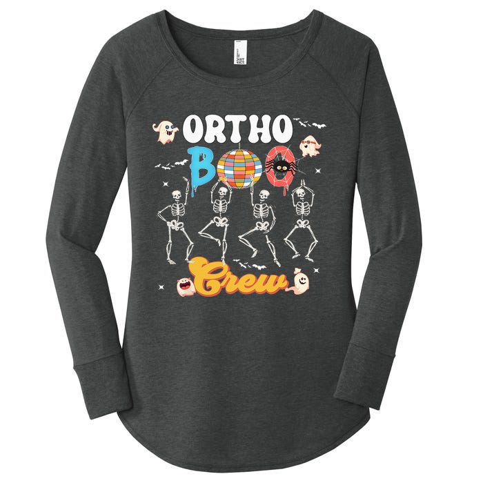 Ortho Orthopedic Halloween Boo Crew Funny Skeleton Dancing Women's Perfect Tri Tunic Long Sleeve Shirt