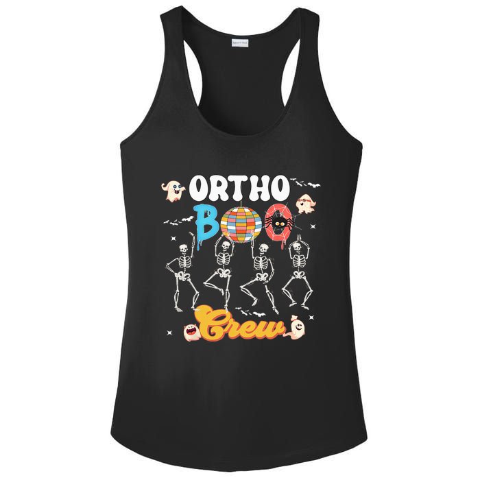 Ortho Orthopedic Halloween Boo Crew Funny Skeleton Dancing Ladies PosiCharge Competitor Racerback Tank