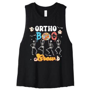 Ortho Orthopedic Halloween Boo Crew Funny Skeleton Dancing Women's Racerback Cropped Tank