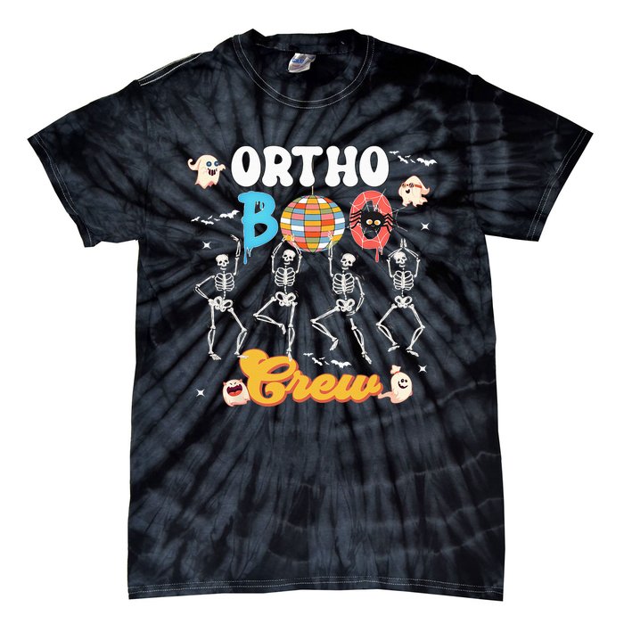 Ortho Orthopedic Halloween Boo Crew Funny Skeleton Dancing Tie-Dye T-Shirt