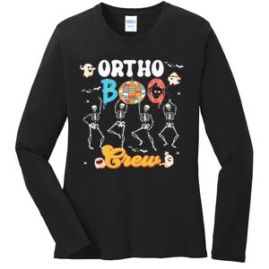 Ortho Orthopedic Halloween Boo Crew Funny Skeleton Dancing Ladies Long Sleeve Shirt