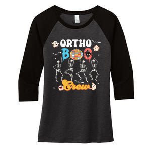 Ortho Orthopedic Halloween Boo Crew Funny Skeleton Dancing Women's Tri-Blend 3/4-Sleeve Raglan Shirt