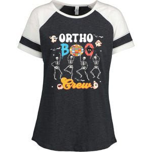 Ortho Orthopedic Halloween Boo Crew Funny Skeleton Dancing Enza Ladies Jersey Colorblock Tee