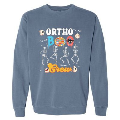 Ortho Orthopedic Halloween Boo Crew Funny Skeleton Dancing Garment-Dyed Sweatshirt