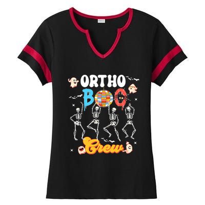 Ortho Orthopedic Halloween Boo Crew Skeleton Dancing Nurse Ladies Halftime Notch Neck Tee