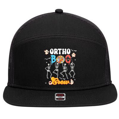 Ortho Orthopedic Halloween Boo Crew Skeleton Dancing Nurse 7 Panel Mesh Trucker Snapback Hat