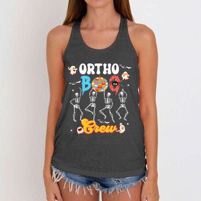 Ortho Orthopedic Halloween Boo Crew Skeleton Dancing Nurse Women's Knotted Racerback Tank