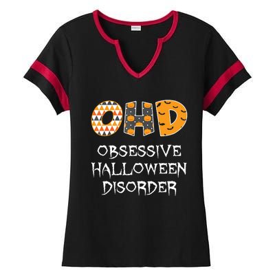 O.H.D. Obsessive Halloween Disorder Halloween Ladies Halftime Notch Neck Tee