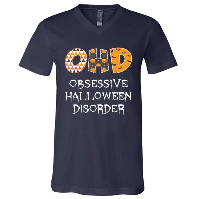 O.H.D. Obsessive Halloween Disorder Halloween V-Neck T-Shirt