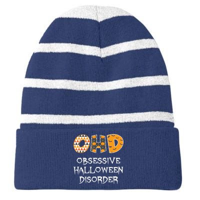 O.H.D. Obsessive Halloween Disorder Halloween Striped Beanie with Solid Band