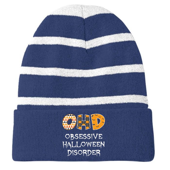 O.H.D. Obsessive Halloween Disorder Halloween Striped Beanie with Solid Band