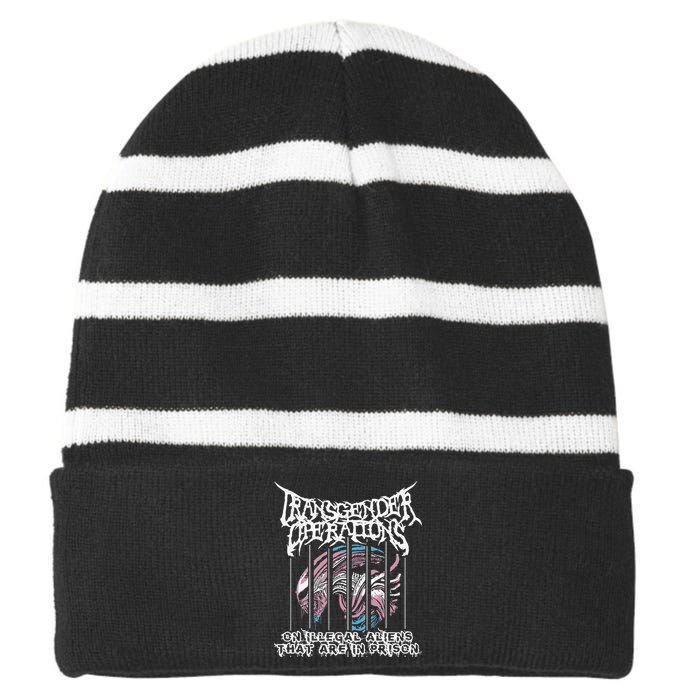 Operations On Illegal Aliens That Are In Prison Striped Beanie with Solid Band