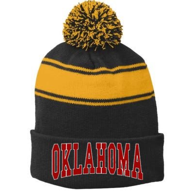 Oklahoma Stripe Pom Pom Beanie