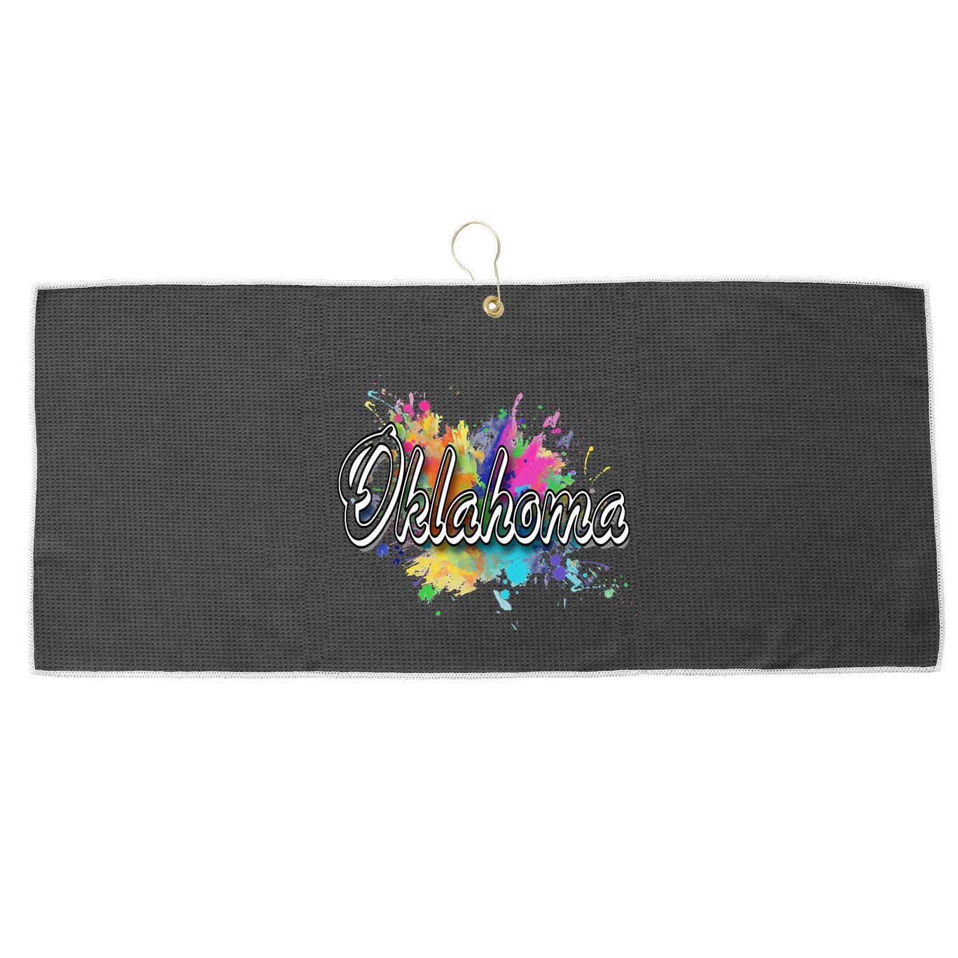 Oklahoma Large Microfiber Waffle Golf Towel