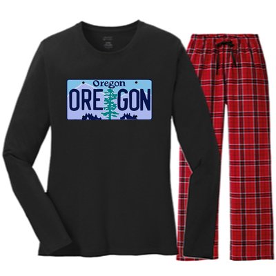 Oregon OR License Plate Classic Women's Long Sleeve Flannel Pajama Set 