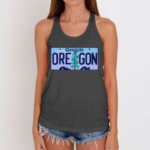 Oregon OR License Plate Classic Women's Knotted Racerback Tank