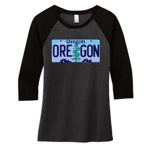 Oregon OR License Plate Classic Women's Tri-Blend 3/4-Sleeve Raglan Shirt