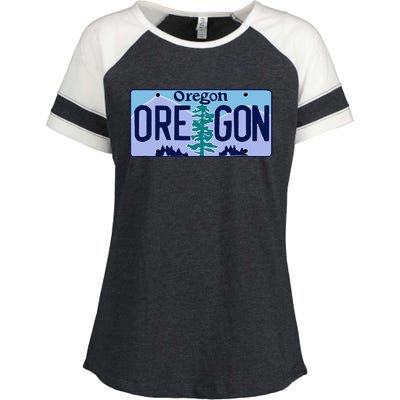 Oregon OR License Plate Classic Enza Ladies Jersey Colorblock Tee