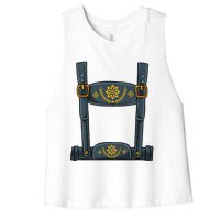 Oktoberfest Outfit Lederhosen Costume Women's Racerback Cropped Tank