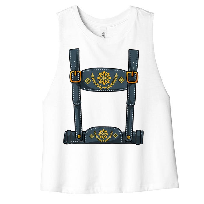 Oktoberfest Outfit Lederhosen Costume Women's Racerback Cropped Tank