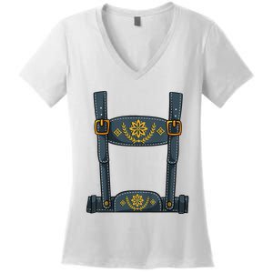 Oktoberfest Outfit Lederhosen Costume Women's V-Neck T-Shirt