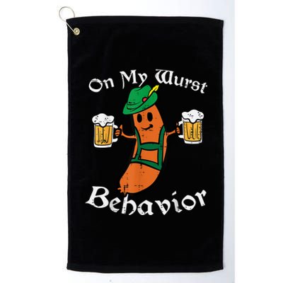 Oktoberfest On My Wurst Behavior Funny German Platinum Collection Golf Towel