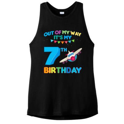 Out of my way it's my 7th birthday aviation airplane Ladies PosiCharge Tri-Blend Wicking Tank