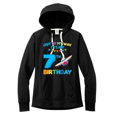 Out of my way it's my 7th birthday aviation airplane Women's Fleece Hoodie