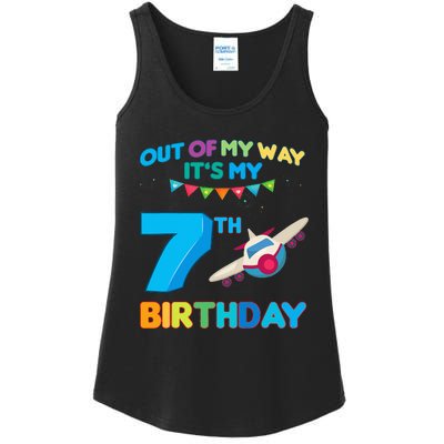 Out of my way it's my 7th birthday aviation airplane Ladies Essential Tank