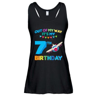 Out of my way it's my 7th birthday aviation airplane Ladies Essential Flowy Tank