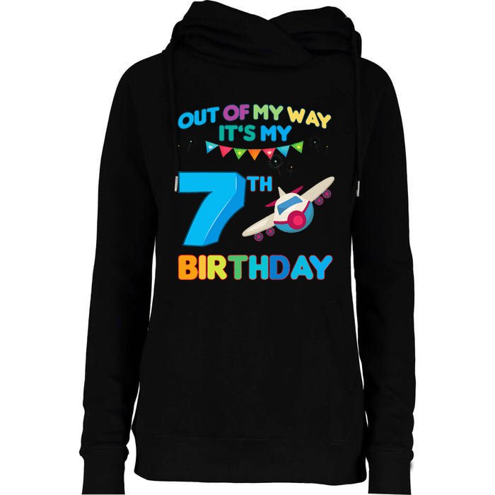 Out of my way it's my 7th birthday aviation airplane Womens Funnel Neck Pullover Hood