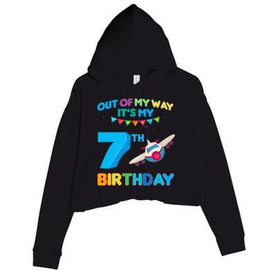 Out of my way it's my 7th birthday aviation airplane Crop Fleece Hoodie