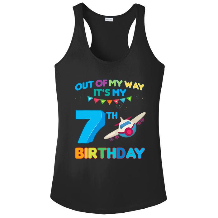 Out of my way it's my 7th birthday aviation airplane Ladies PosiCharge Competitor Racerback Tank