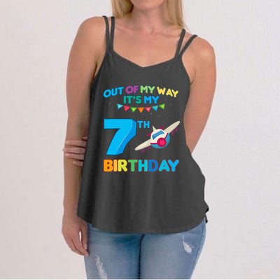 Out of my way it's my 7th birthday aviation airplane Women's Strappy Tank