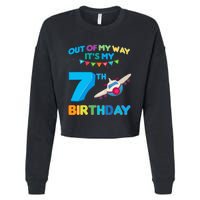 Out of my way it's my 7th birthday aviation airplane Cropped Pullover Crew